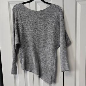 Express Women's Gray Asymmetrical Crew Neck Sweater